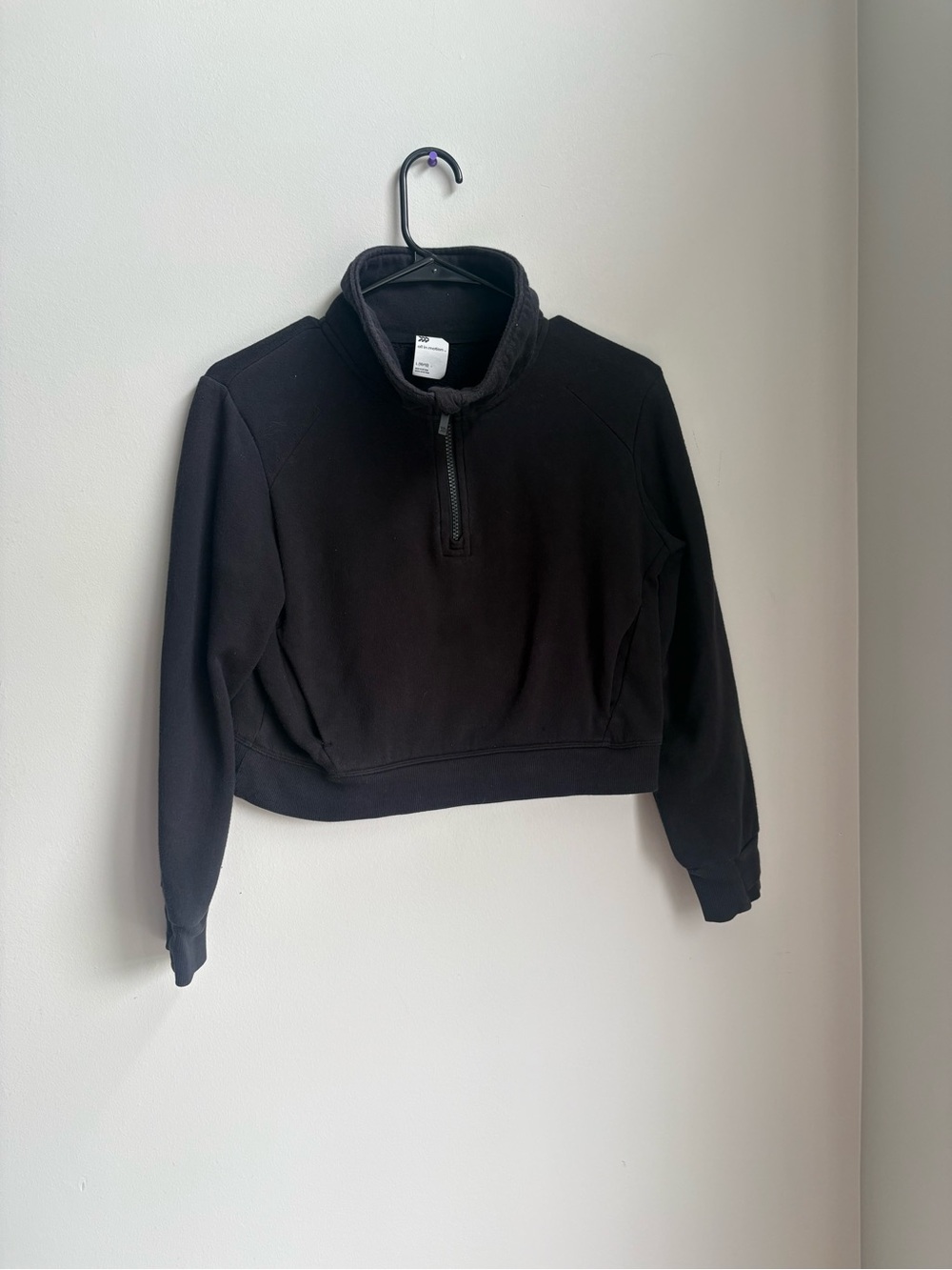 All in Motion Kids Cropped Half‑Zip Sweatshirt Black L 10/12